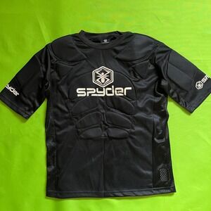 Spyder Padded Compression Shirt Mens Large Black Short Sleeve Impact Base Layer